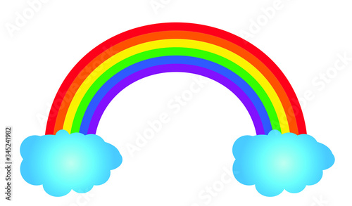 rainbow with clouds vector drawing