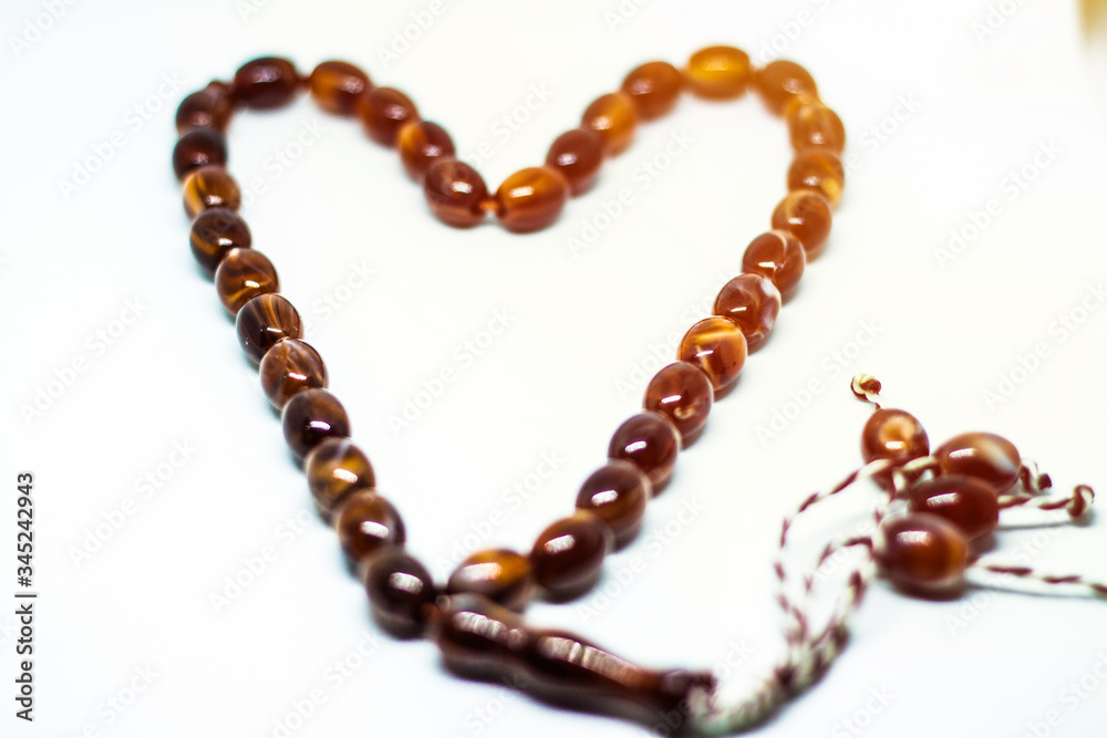 praying beads shape like heart, stock photo praying beads shape like heart, stock photo