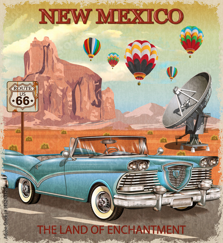Vintage New Mexico road trip poster.
