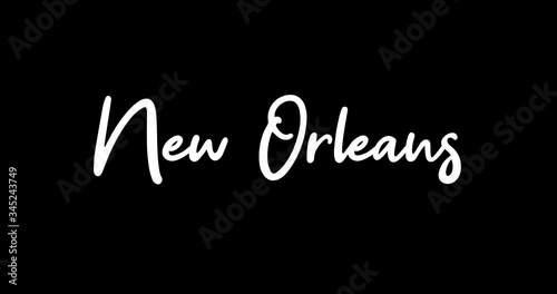New Orleans White Color Cursive Font Transition on Green Background Stock Video