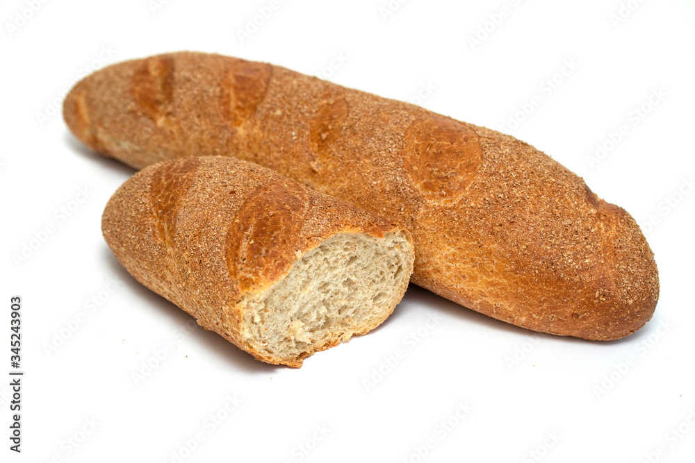 Bread bakery products isolated on a white background.