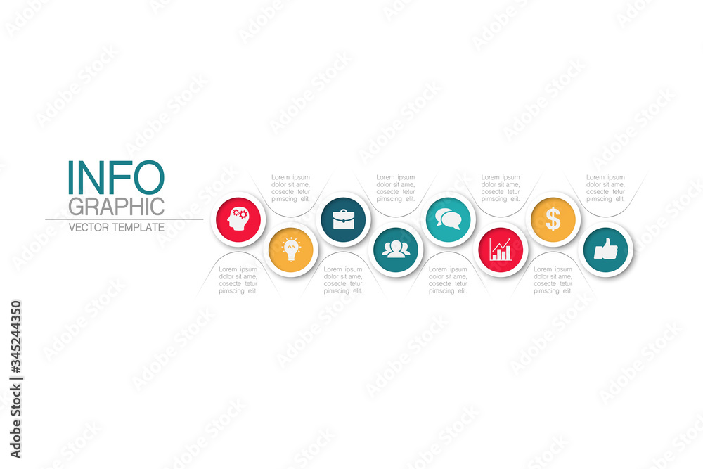 Vector iInfographic template for business, presentations, web design, 8 options.