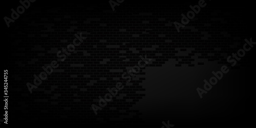 Black brick wall texture vector illustration using as background and wallpaper with copy space.
