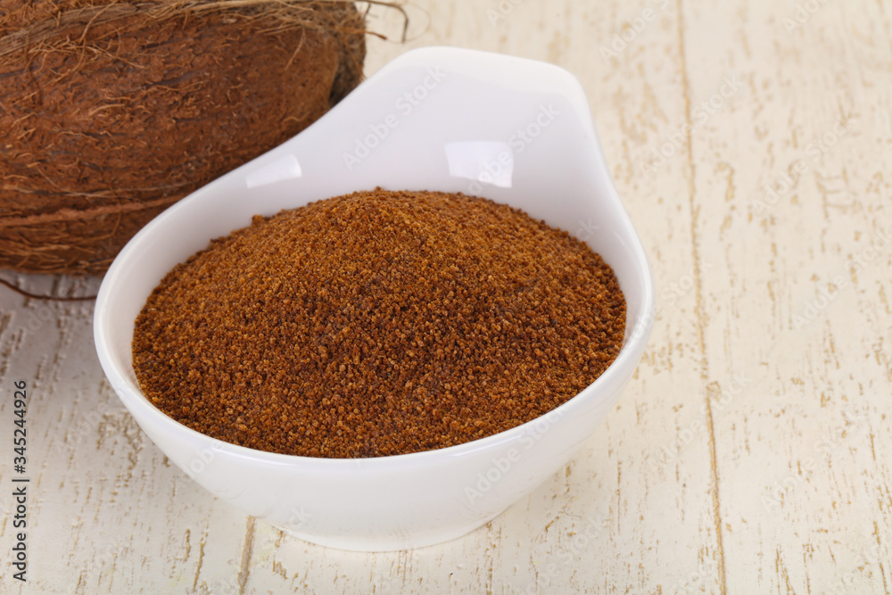 Coconut brown sugar in the bowl Coconut brown sugar in the bowl