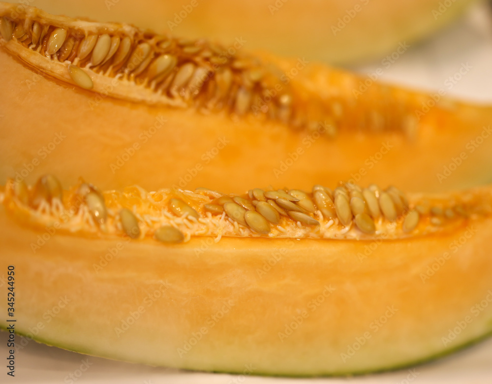 Ripe melon on the counter in the market Ripe melon on the counter in the market