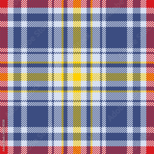 Pixel background vector design. Modern seamless pattern plaid. Square texture fabric. Tartan scottish textile. Beauty color madras ornament.