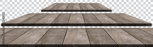 wooden table top isolated on checkered background including clipping path