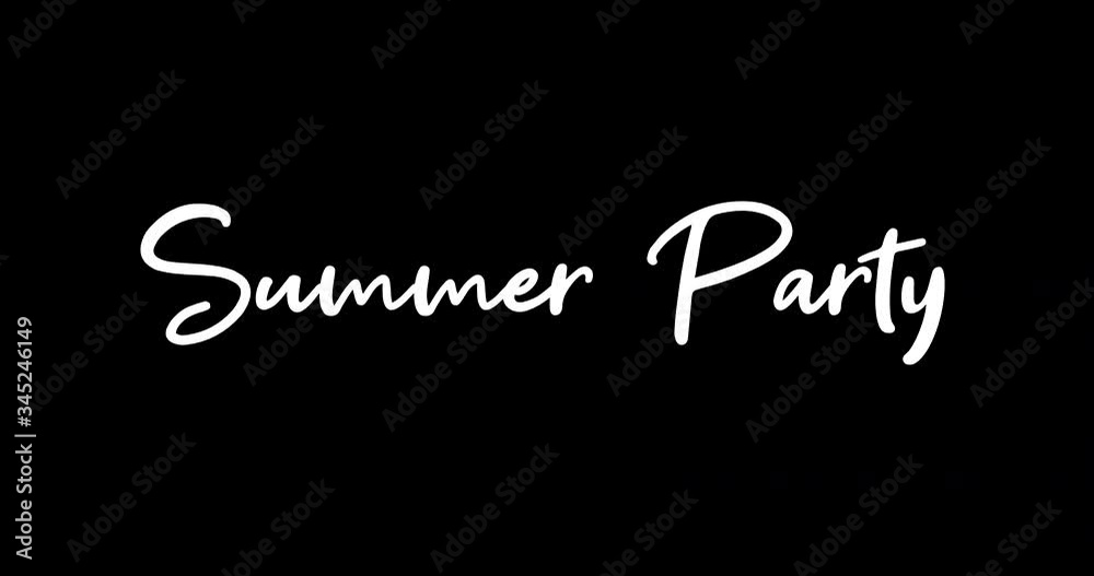 Summer Party White Color Cursive Font Transition on Green Background Stock Video Summer Party White Color Cursive Font Transition on Green Background Stock Video