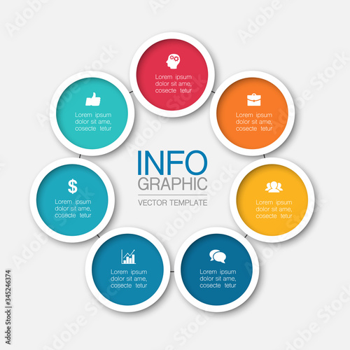Vector iInfographic template for business, presentations, web design, 7 options.