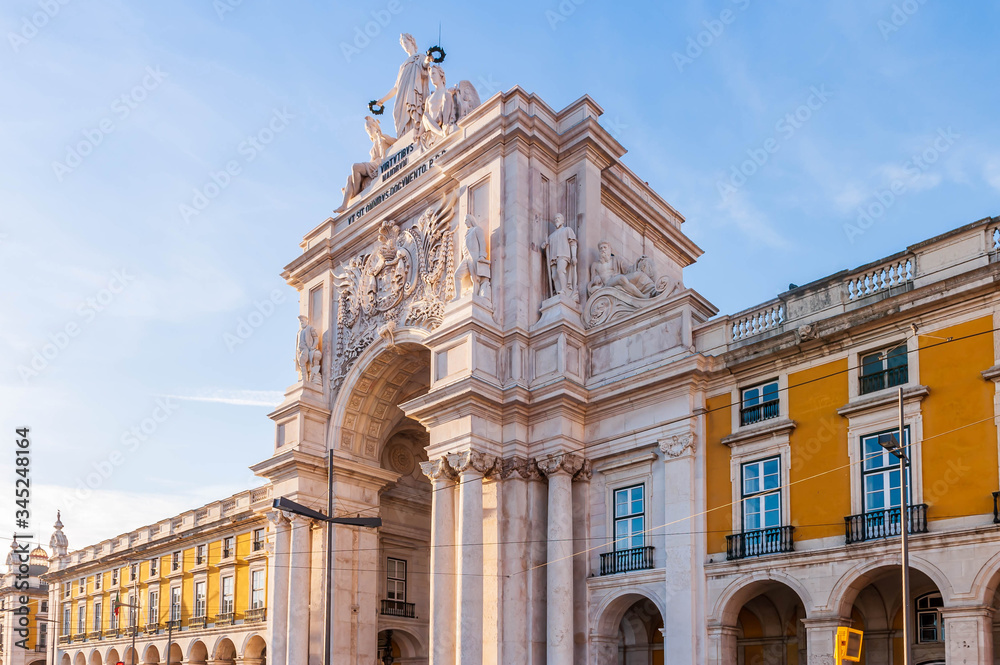 Arc de Triomphe along the Arsenal Street in Lisbon in Portugal