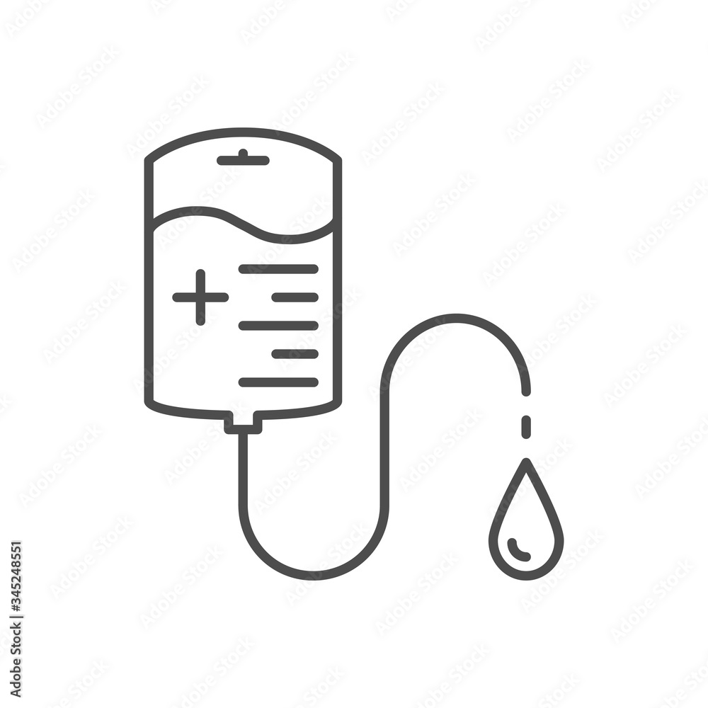 Blood transfusion related vector thin line icon. Blood dripping from a finger into a flask for a coronavirus disease test. Isolated on white background. Editable stroke. Vector illustration. Blood transfusion related vector thin line icon. Blood dripping from a finger into a flask for a coronavirus disease test. Isolated on white background. Editable stroke. Vector illustration.