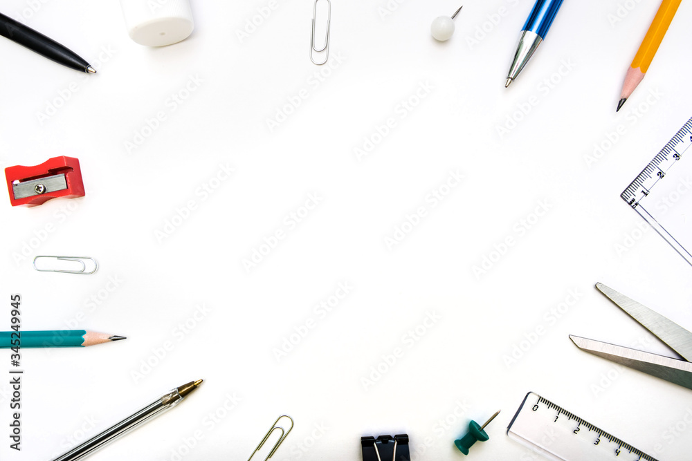 Copy space with an office and stationery, a frame, a horizontal Copy space with an office and stationery, a frame, a horizontal