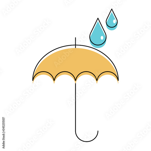 Umbrella and rain drops, rainy season, vector illustration