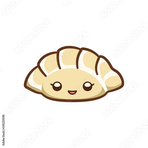 Happy gyoza cartoon character emoji vector illustration