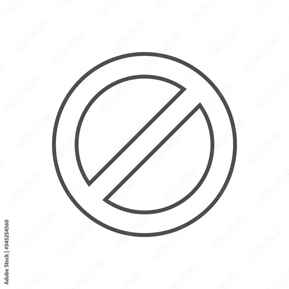 Ban sign related vector thin line icon. Isolated on white background. Editable stroke. Vector illustration. Ban sign related vector thin line icon. Isolated on white background. Editable stroke. Vector illustration.