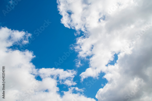 Background with blue sky with lots of white clouds