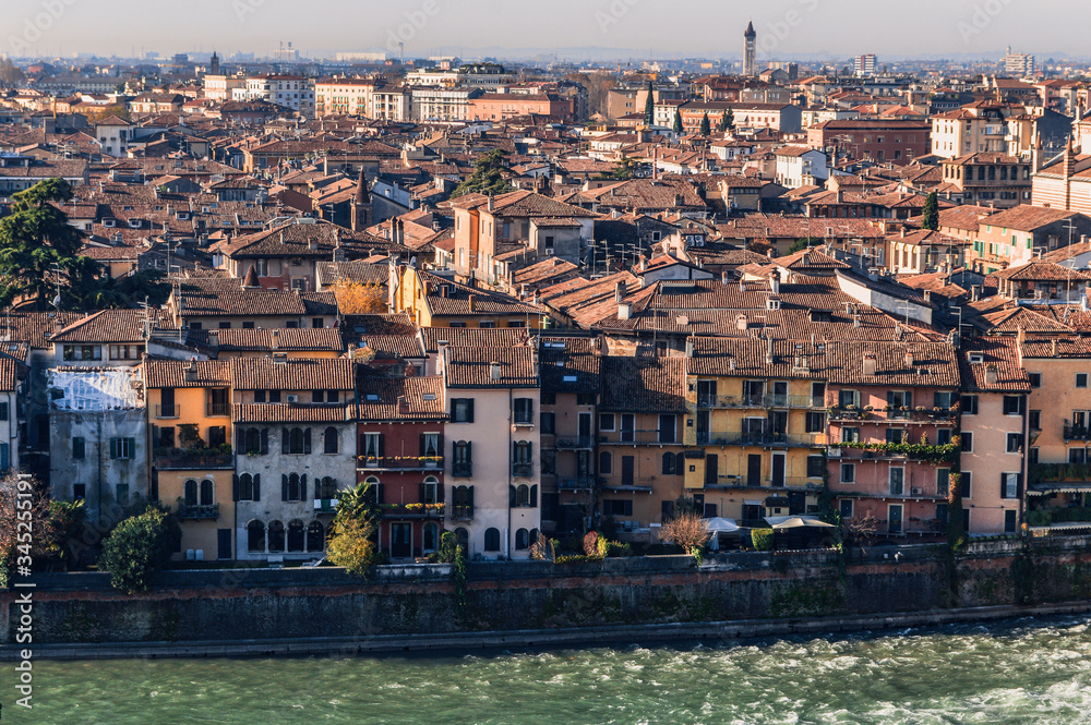 Scenic top view of the city of Verona.