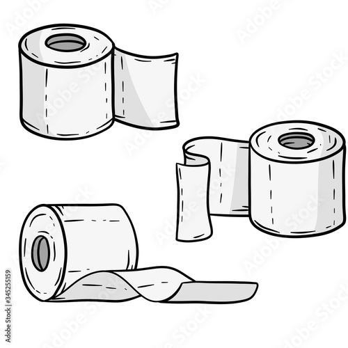 Set of toilet paper rolls in different positions. Toilet and bathroom element. Hygiene and sanitation. Cartoon flat illustration