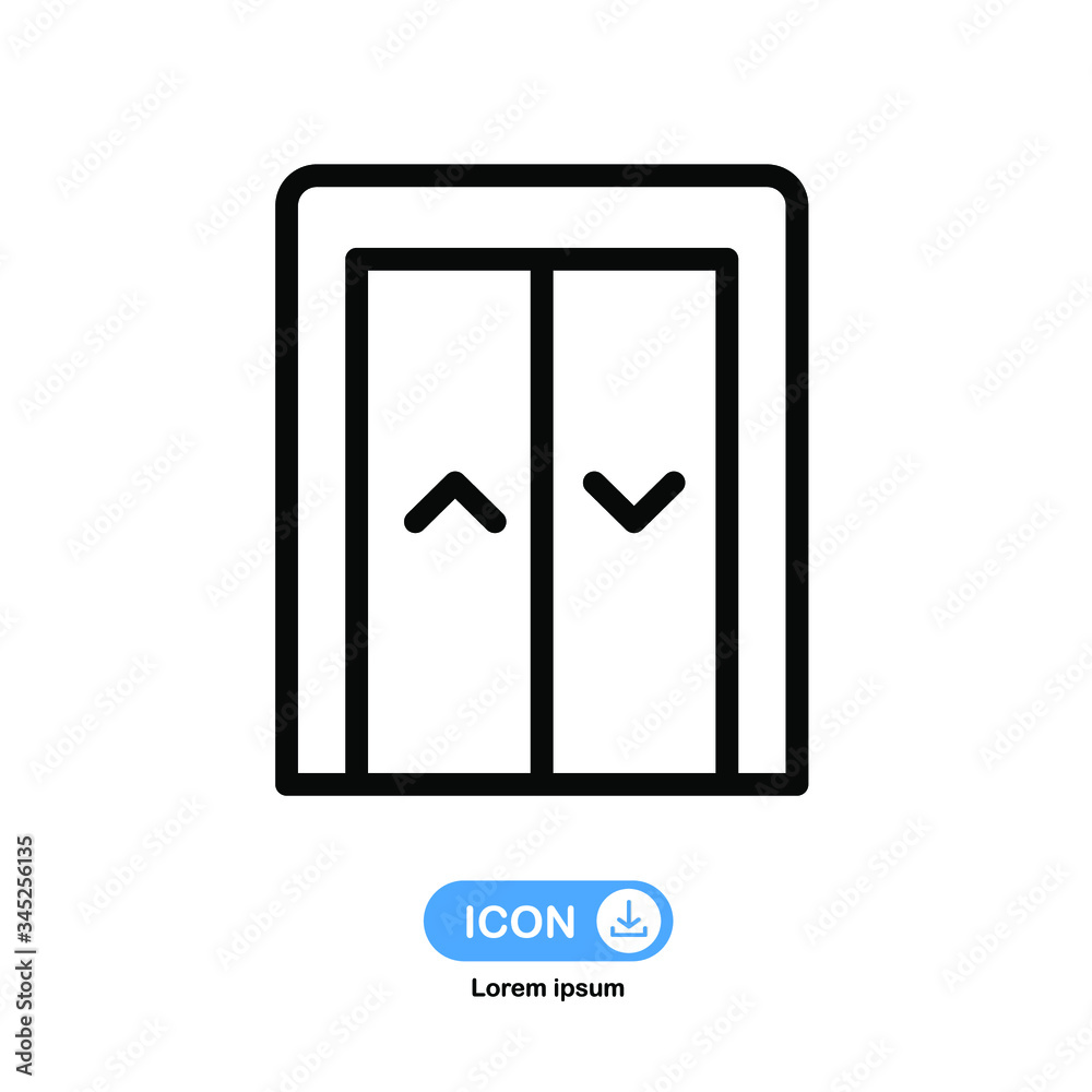 Elevator icon vector isolated on white background. Elevator icon vector isolated on white background.