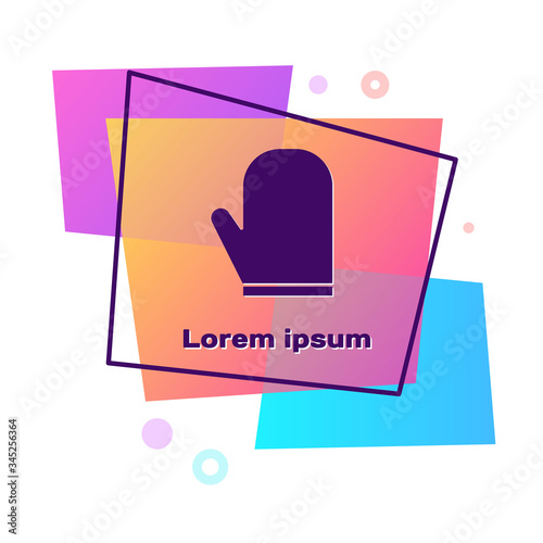 Purple Oven glove icon isolated on white background. Kitchen potholder sign. Cooking glove. Color rectangle button. Vector Illustration