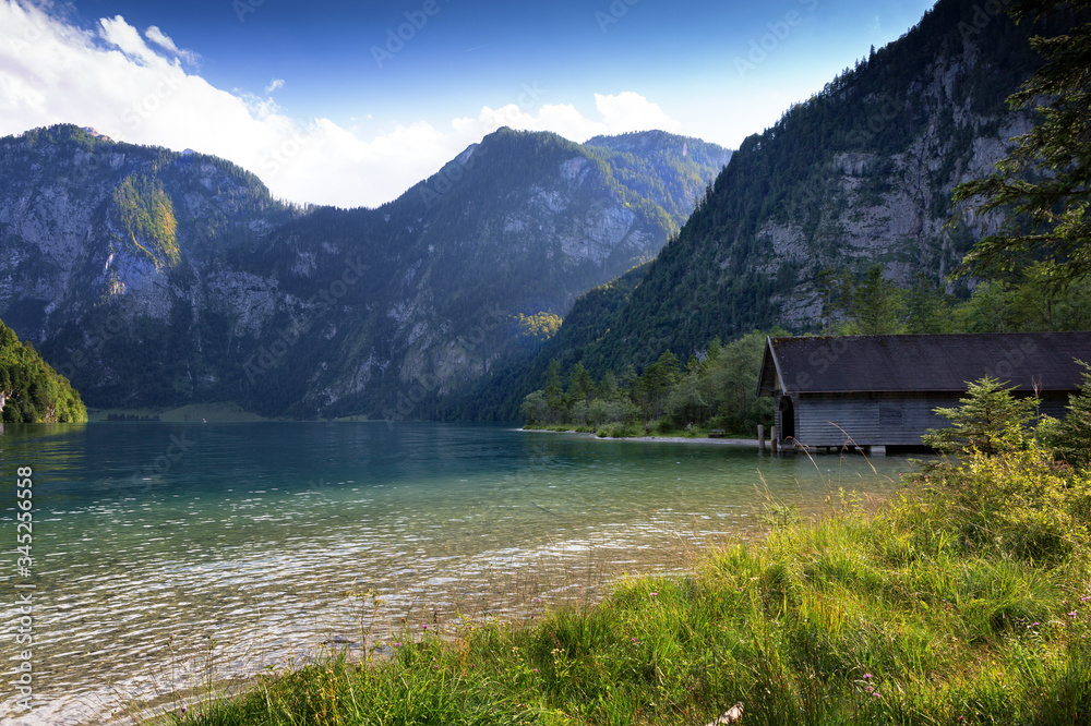 The lake Koenigssee at the Berchtesgadener National Park
