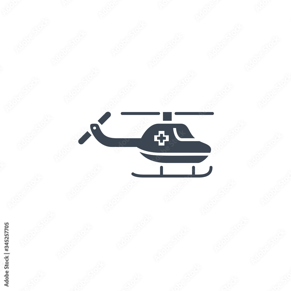 Emergency Helicopter related vector glyph icon. Isolated on white background. Vector illustration.