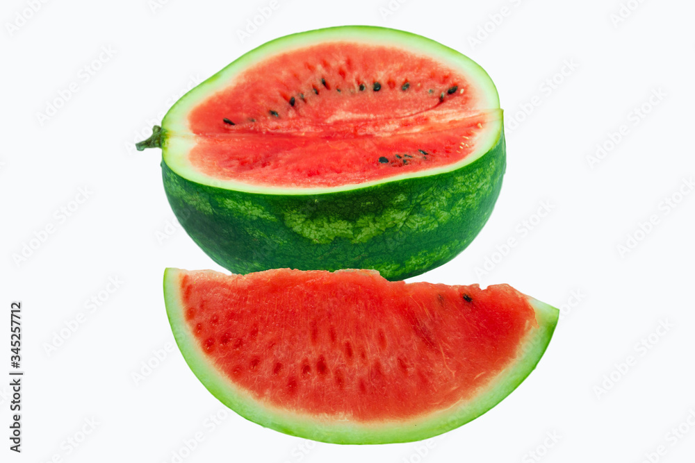 sliced ​​watermelon on a white isolated background, ​watermelon