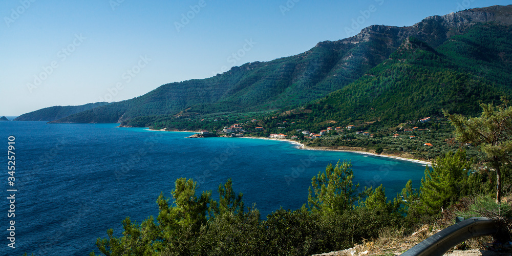 beaches on the island in the background of mountains
