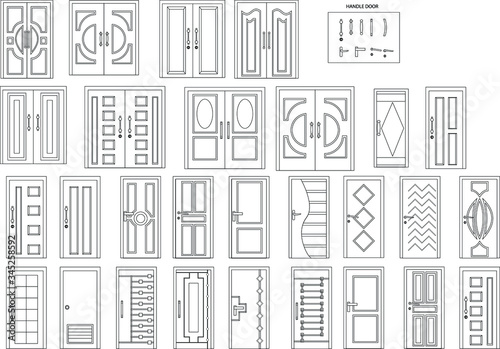 set of vector icons. Door icon. front view door.
