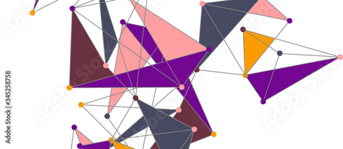 Line points connections, triangular technology design. Abstract geometric background