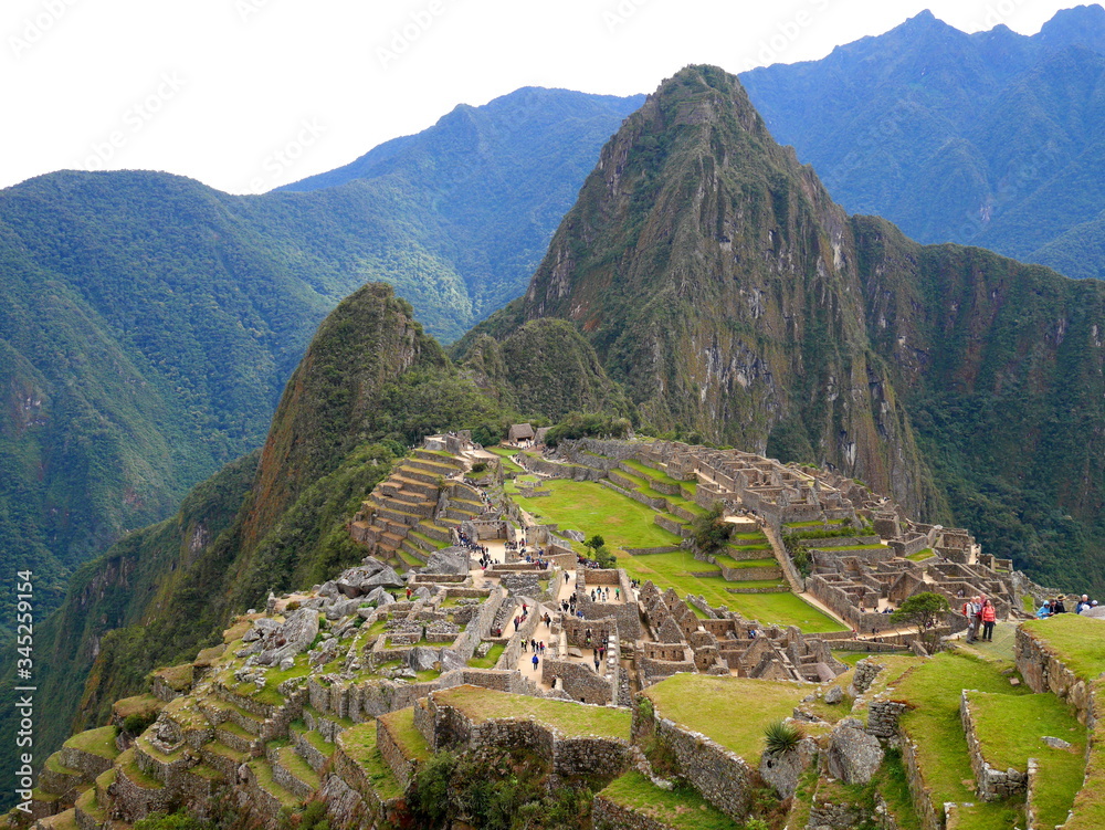 Machu Picchu pueblo with Huyana Picchu