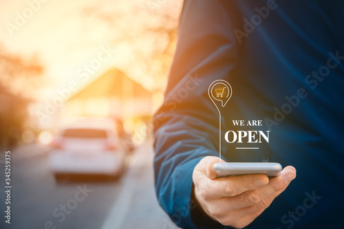 We are open - shop notification concept photo