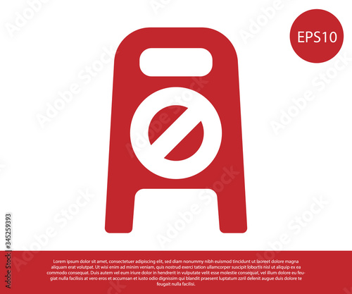 Red Wet floor and cleaning in progress icon isolated on white background. Cleaning service concept.  Vector Illustration