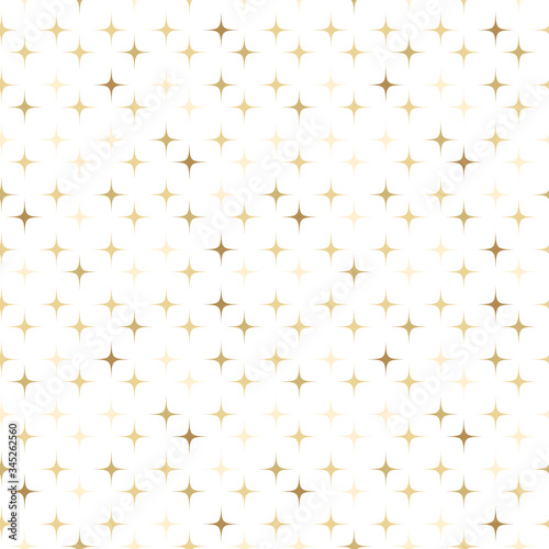 Gold star sparkle seamless pattern on white background