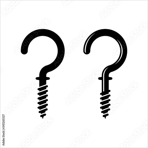 Ceiling Hook Icon, Ceiling Screw In Hook Icon, Wall, Ceiling Mounted Hook