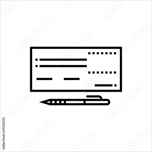Cheque Icon, Banking Document For Money Transaction, Withdrawal, Transfer, Check Icon