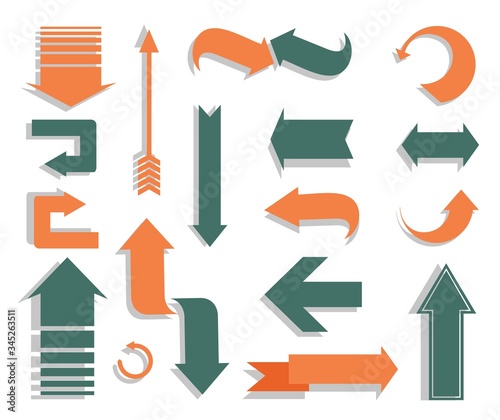 Retro Arrow Set - Set of retro arrow designs. Each element is grouped for easy editing.
