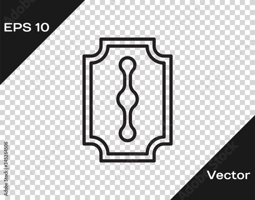 Black line Blade razor icon isolated on transparent background.  Vector Illustration