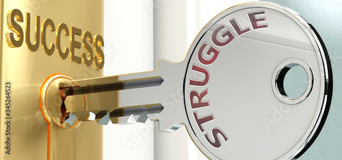 Canvas Print Struggle and success - pictured as word Struggle on a key, to symbolize that Str