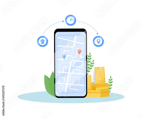 Food free delivery special offer flat concept vector illustration. Restaurant unpaid service, takeaway advertising campaign. Marketing, e-commerce. Fast food takeout, courier creative idea