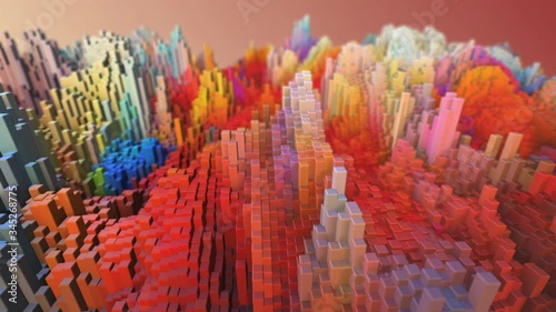 3D Block Landscape abstract background