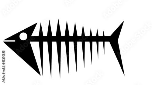 vector sketch fish skeleton illustration logo image