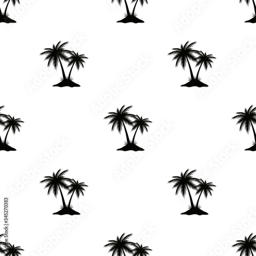seamless pattern with palm trees black isolated on white