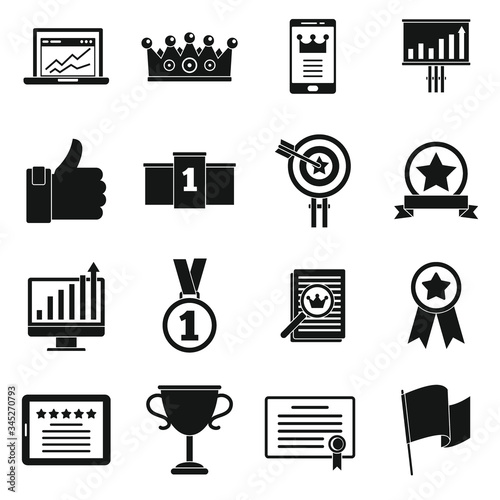 Excellence goal icons set. Simple set of excellence goal vector icons for web design on white background