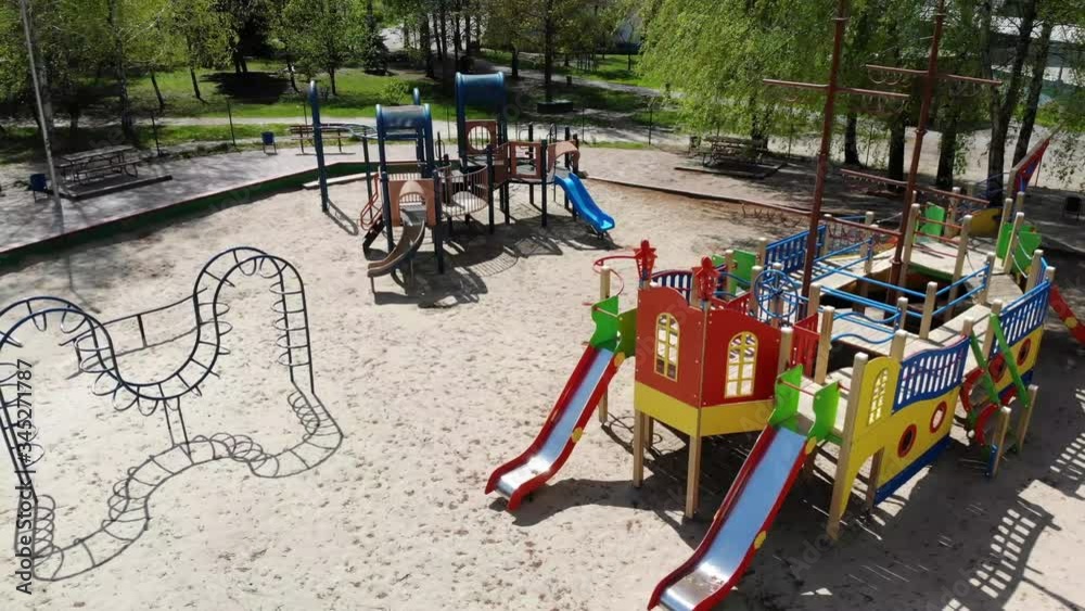 Empty children playground during quarantine by reason of coronavirus covid-19 virus threat. Empty children playground during quarantine by reason of coronavirus covid-19 virus threat.