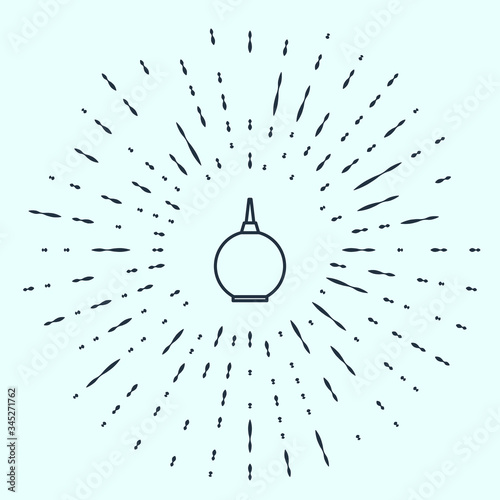 Black line Enema icon isolated on grey background. Enema with a plastic tip. Medical pear. Abstract circle random dots. Vector Illustration