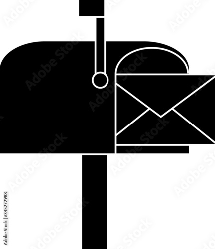 Mailbox vector icon, envelope in mailbox illustration