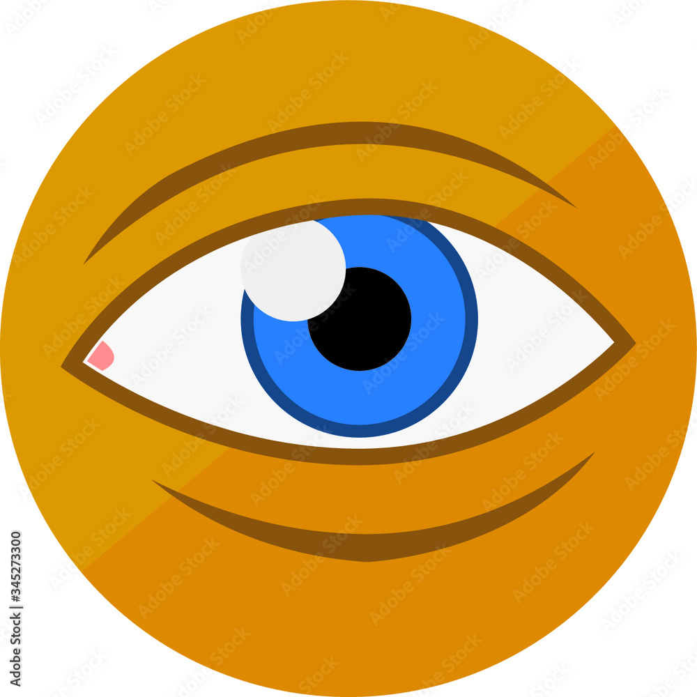Blue human eye vector icon on yellow background cartoon design Blue human eye vector icon on yellow background cartoon design