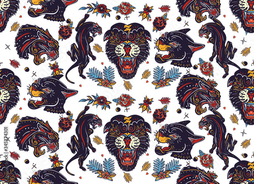 Sticker Black panthers seamless pattern