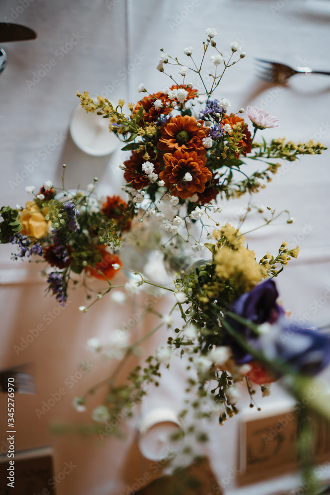 photo of flowers on a table from above